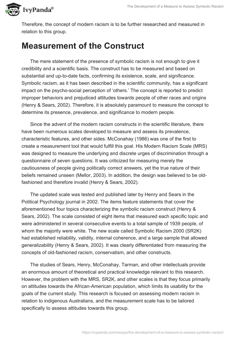 The Development of a Measure to Assess Symbolic Racism. Page 2