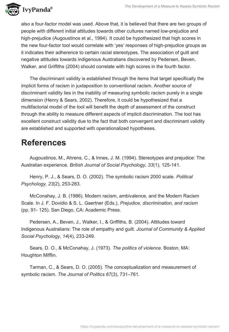 The Development of a Measure to Assess Symbolic Racism. Page 4