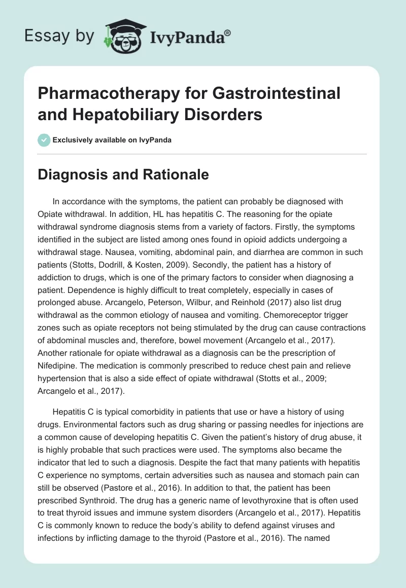 Pharmacotherapy for Gastrointestinal and Hepatobiliary Disorders. Page 1