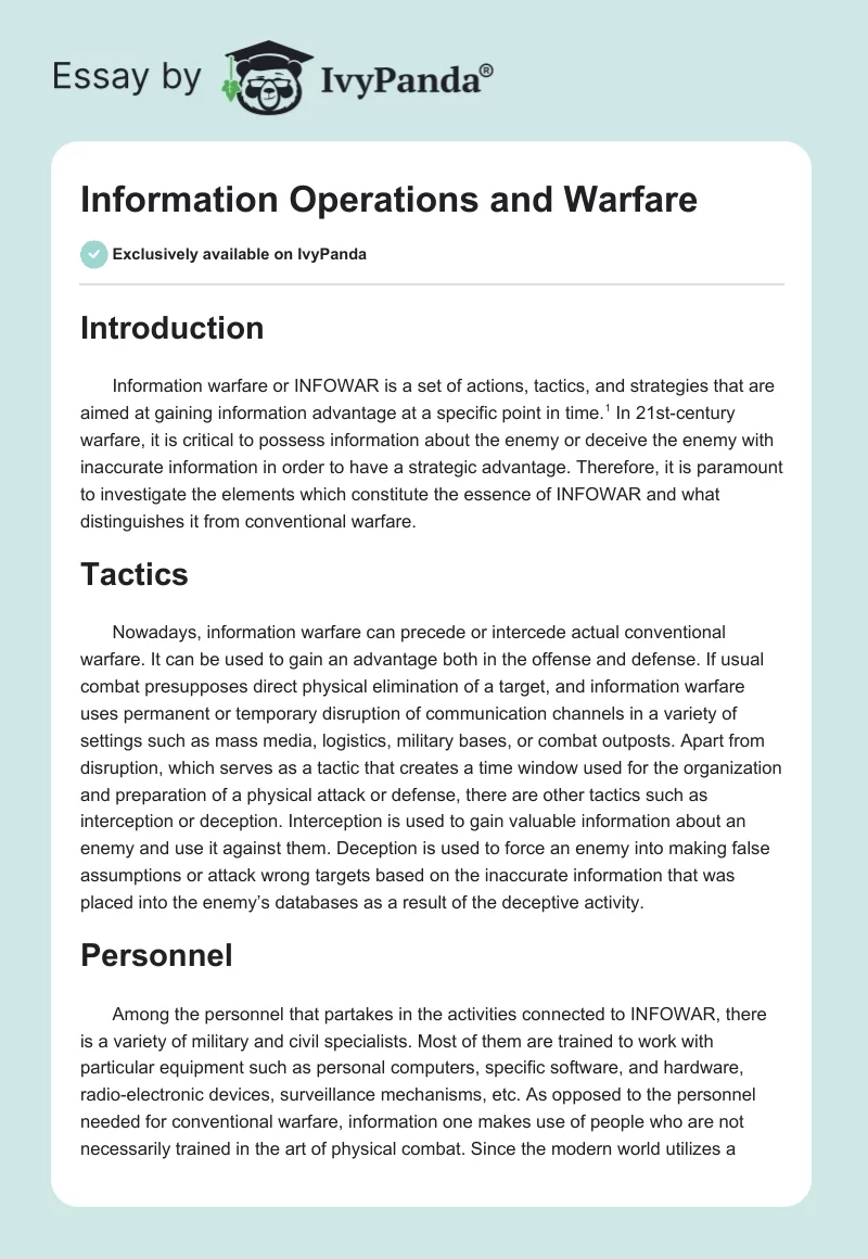 Information Operations and Warfare. Page 1