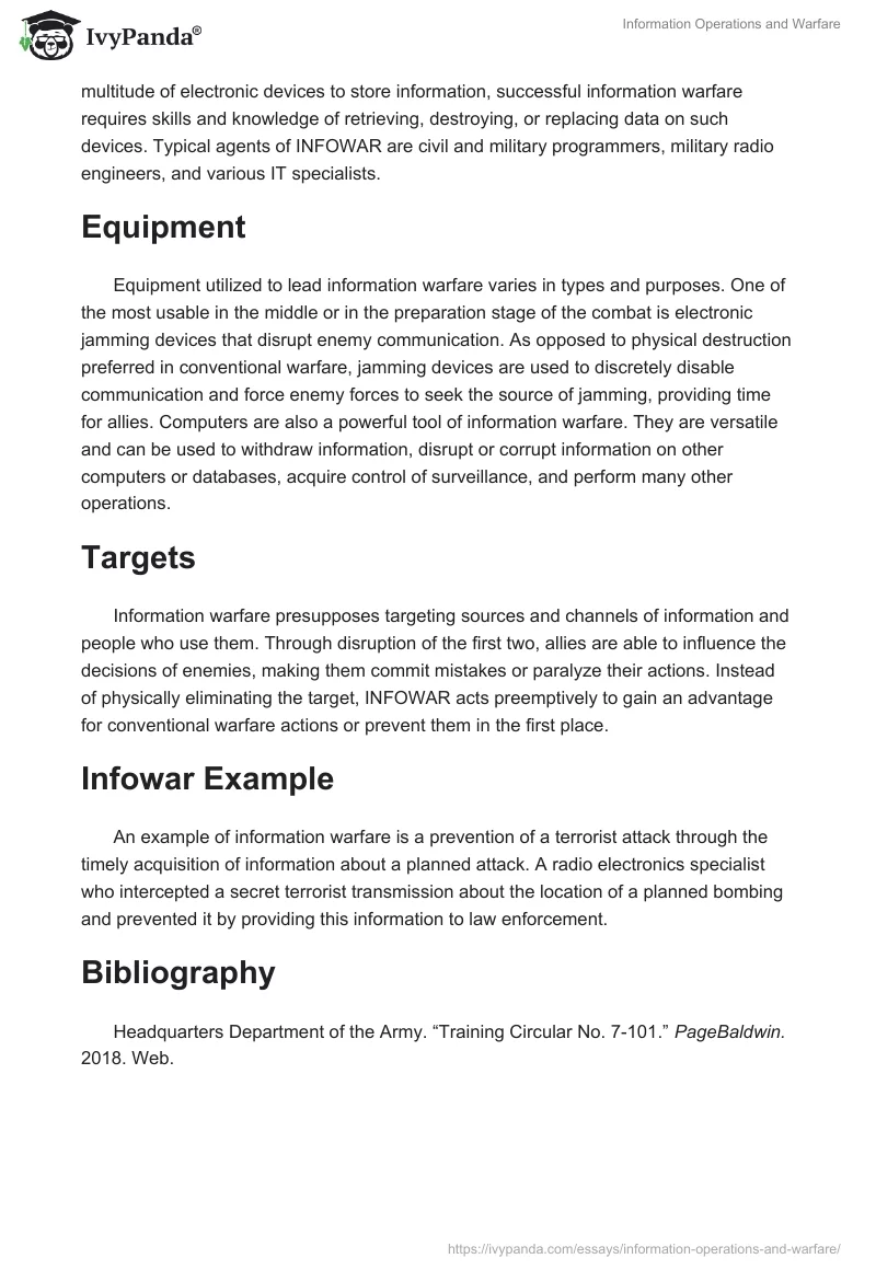 Information Operations and Warfare. Page 2