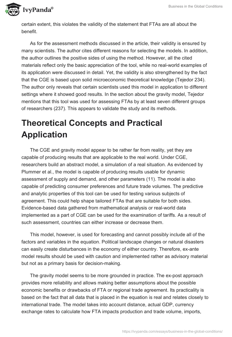 Business in the Global Conditions. Page 4