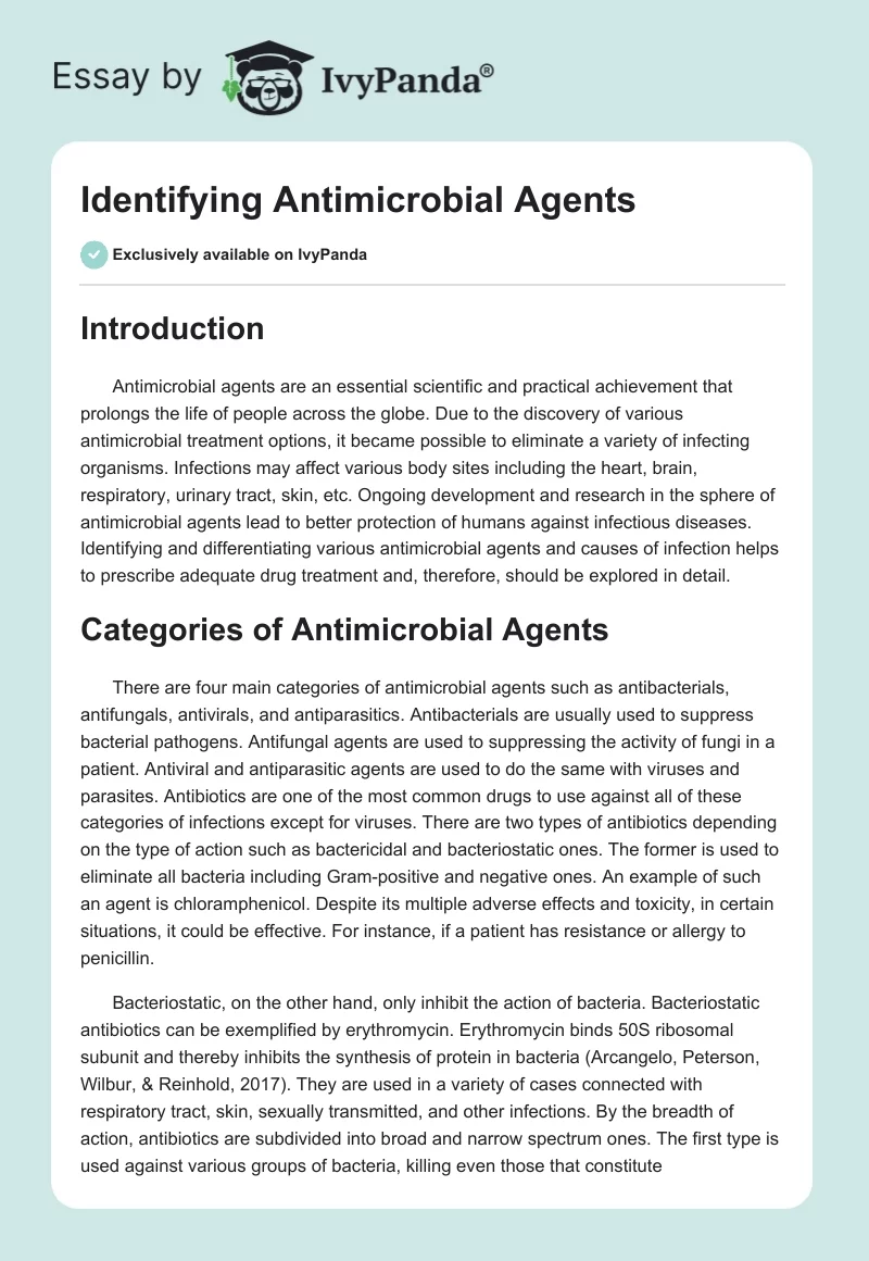 Identifying Antimicrobial Agents. Page 1