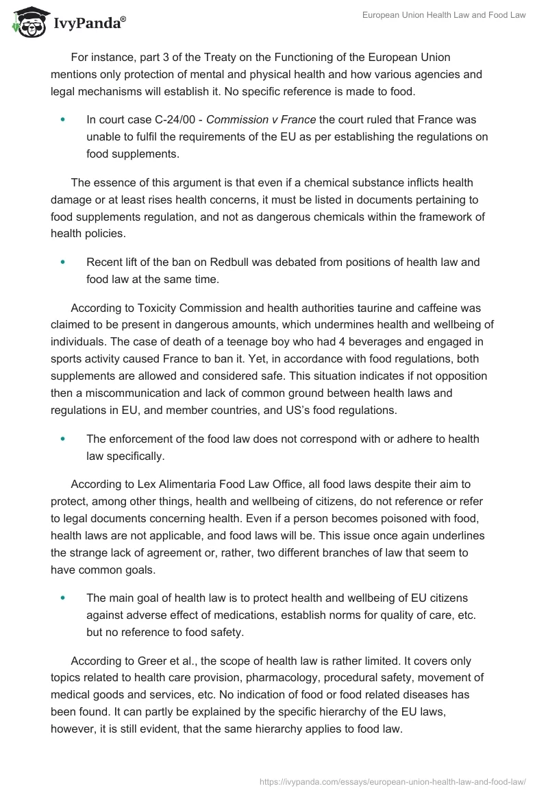 European Union Health Law and Food Law. Page 2