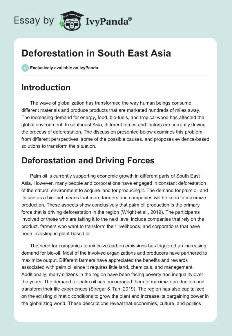 Deforestation in South East Asia. Page 1