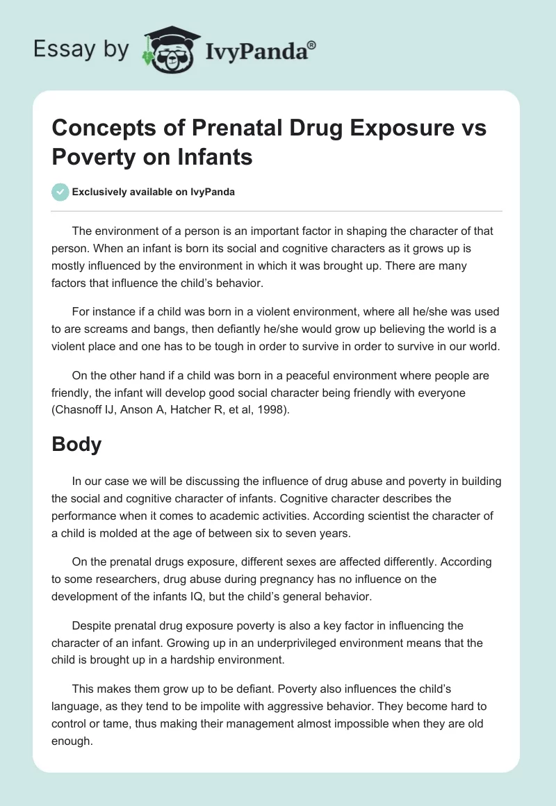 Concepts of Prenatal Drug Exposure vs. Poverty on Infants. Page 1