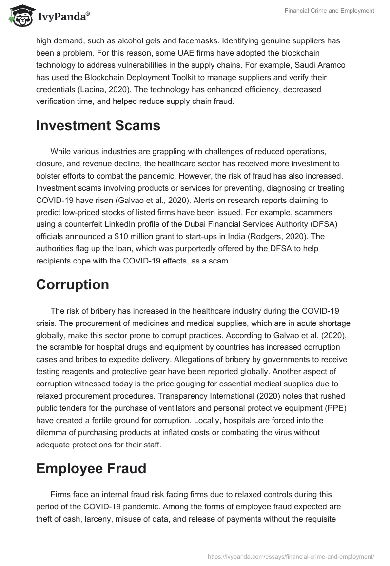 Financial Crime and Employment. Page 2