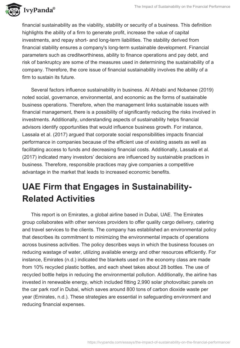 The Impact of Sustainability on the Financial Performance. Page 2