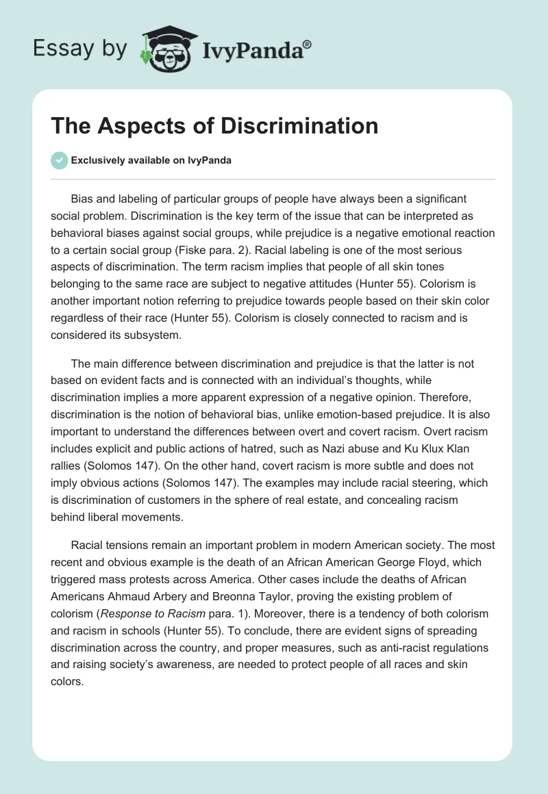 The Aspects of Discrimination. Page 1