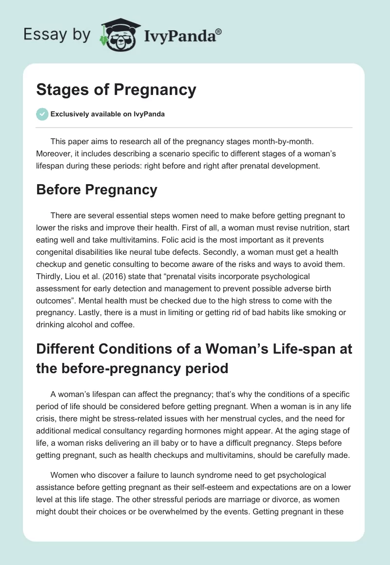 Stages of Pregnancy. Page 1