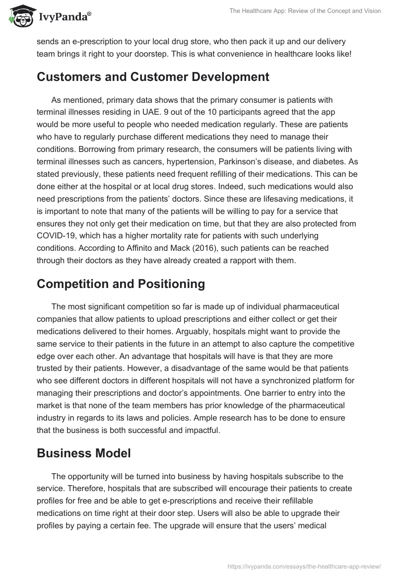 The Healthcare App: Review of the Concept and Vision. Page 3