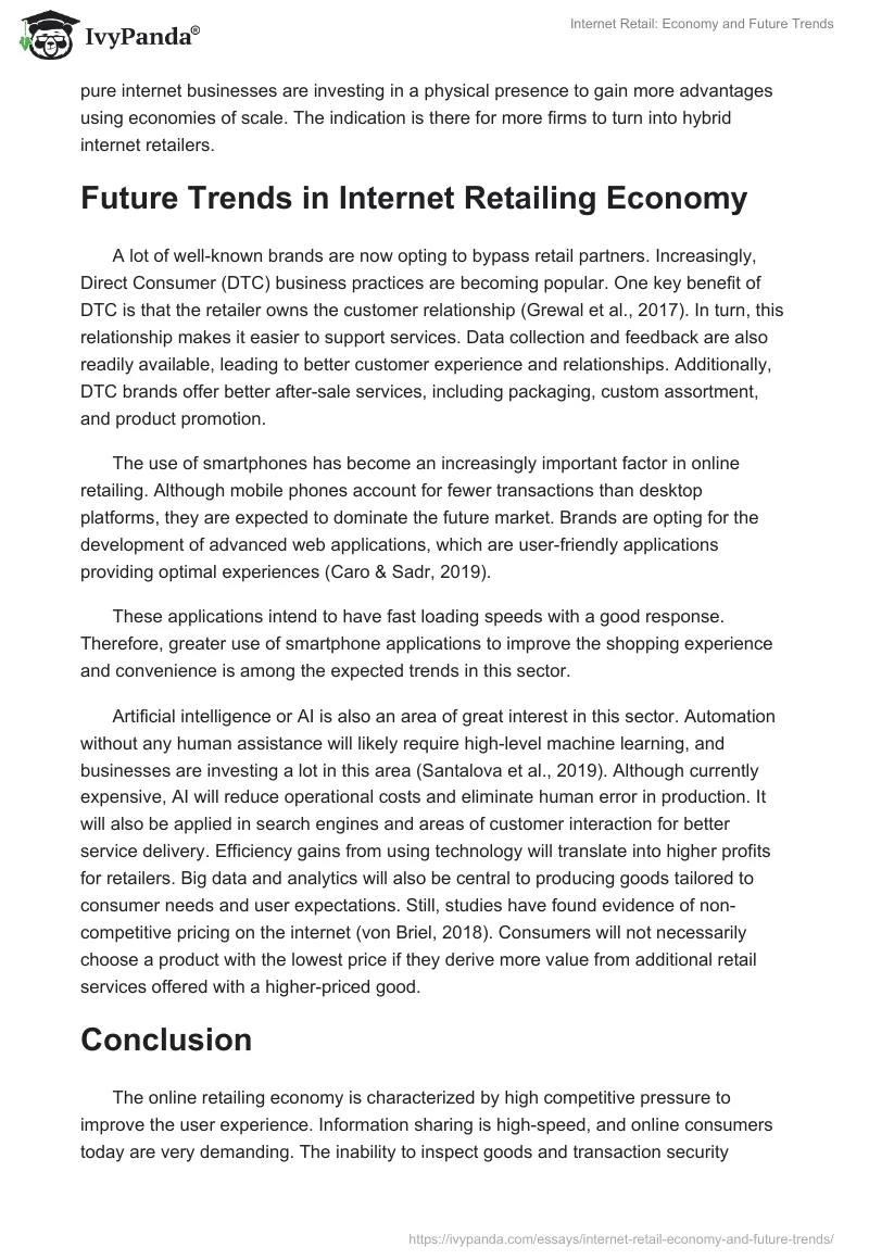 Internet Retail: Economy and Future Trends. Page 3