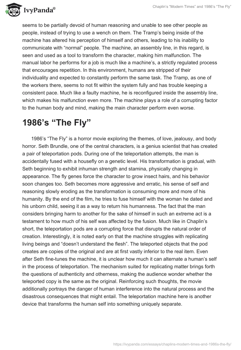 Chaplin’s “Modern Times” and 1986’s “The Fly”. Page 2
