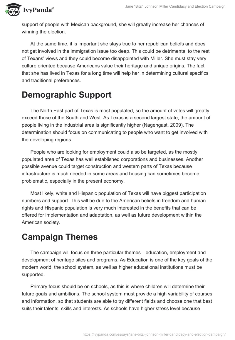 Jane “Bitzi” Johnson Miller Candidacy and Election Campaign. Page 2