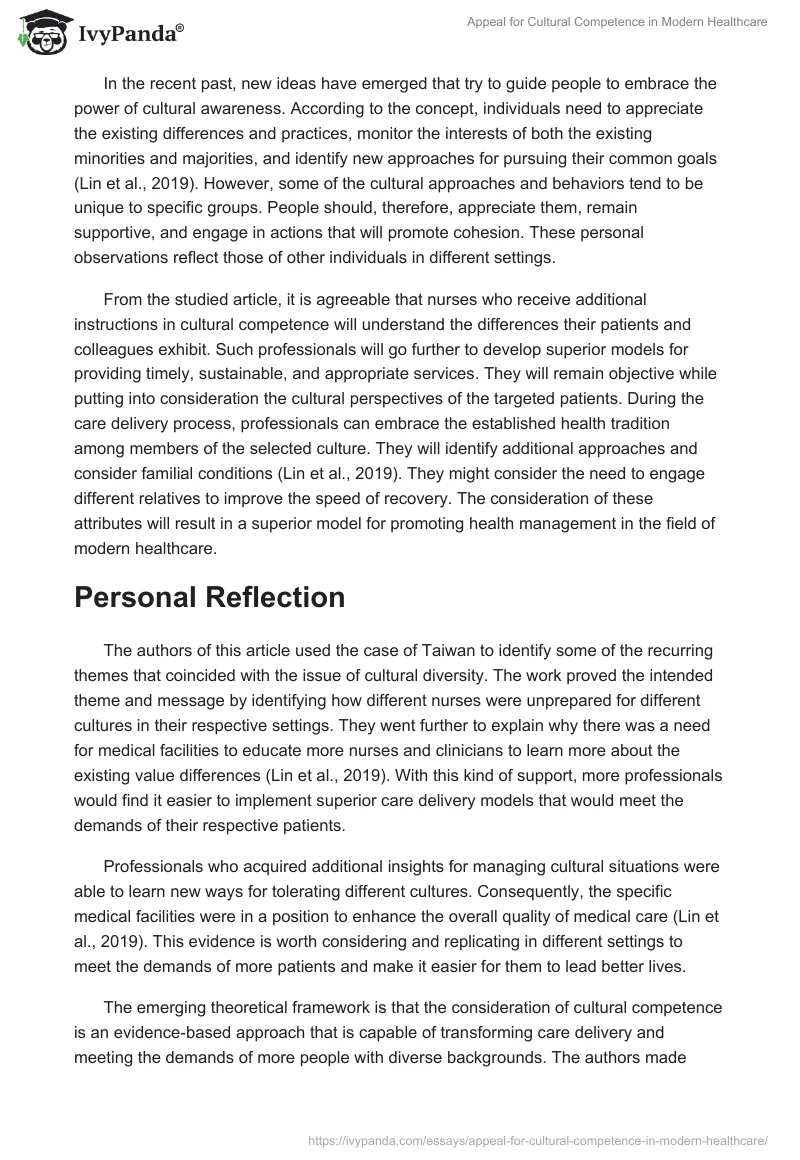 Appeal for Cultural Competence in Modern Healthcare. Page 3