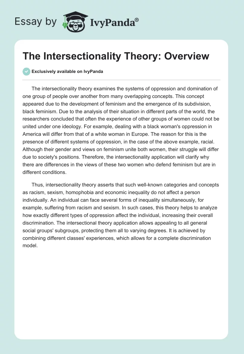 The Intersectionality Theory: Overview. Page 1