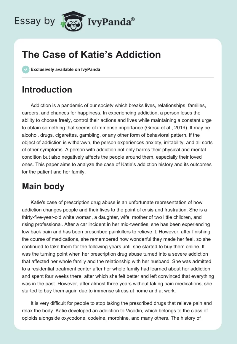 The Case of Katie’s Addiction. Page 1