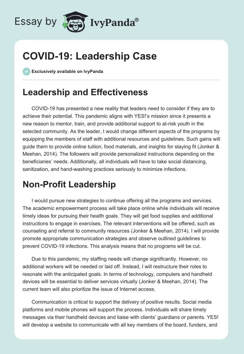 COVID-19: Leadership Case. Page 1