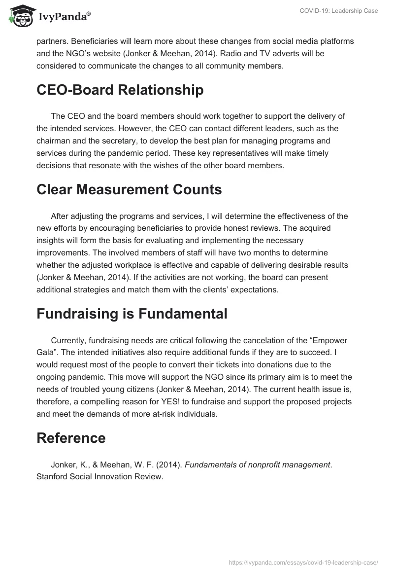 COVID-19: Leadership Case. Page 2