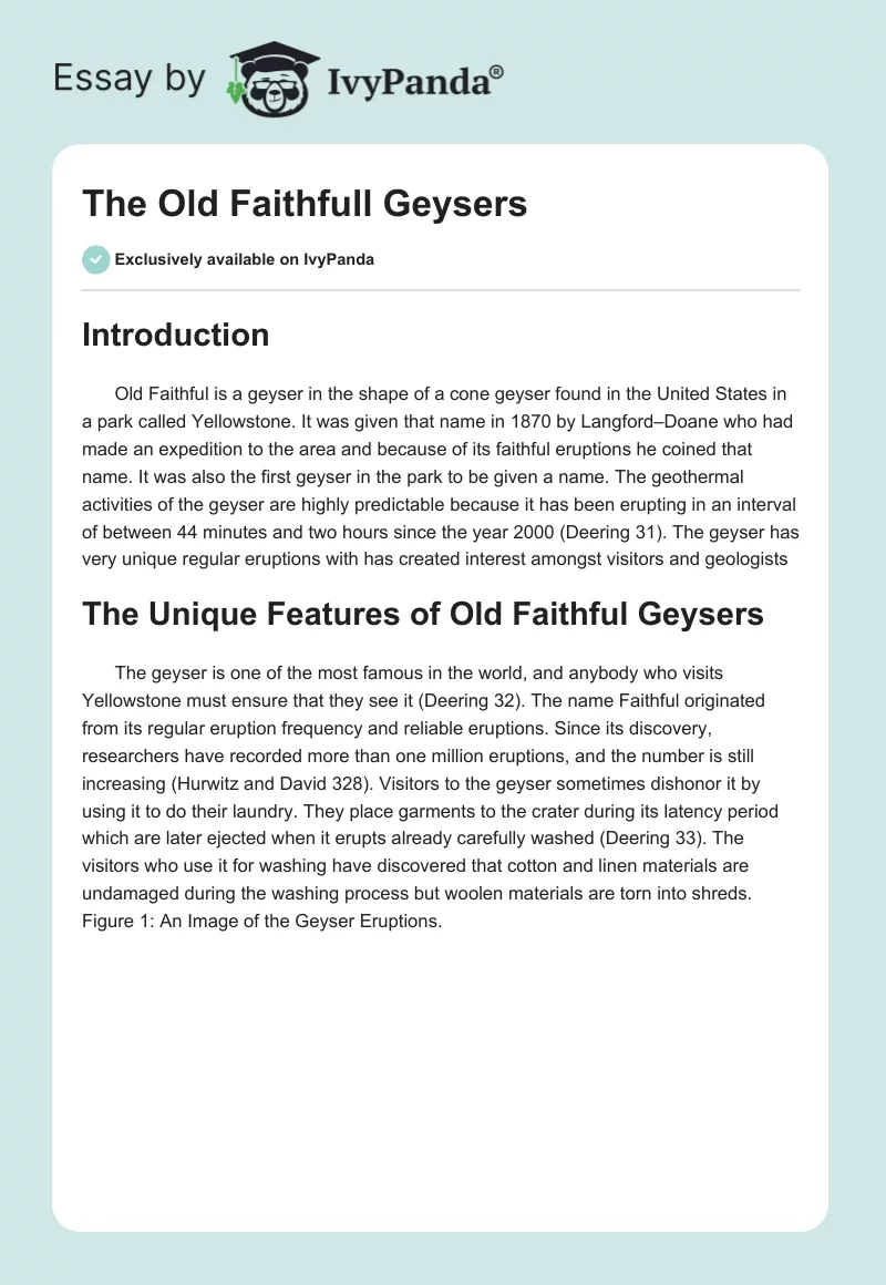 The Old Faithfull Geysers. Page 1