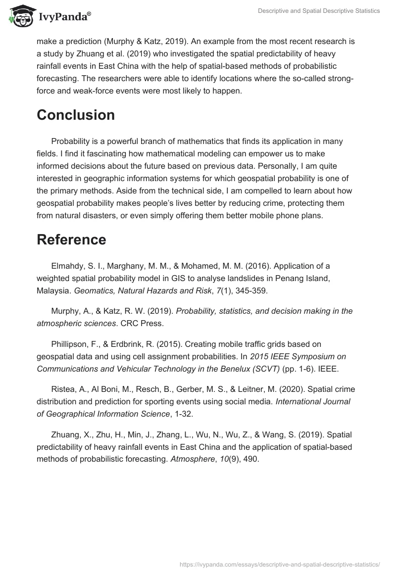 Descriptive and Spatial Descriptive Statistics. Page 3
