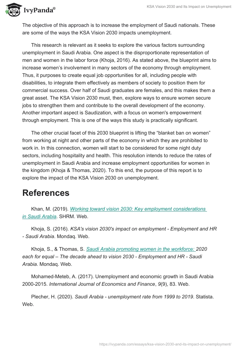 KSA Vision 2030 and Its Impact on Unemployment. Page 2