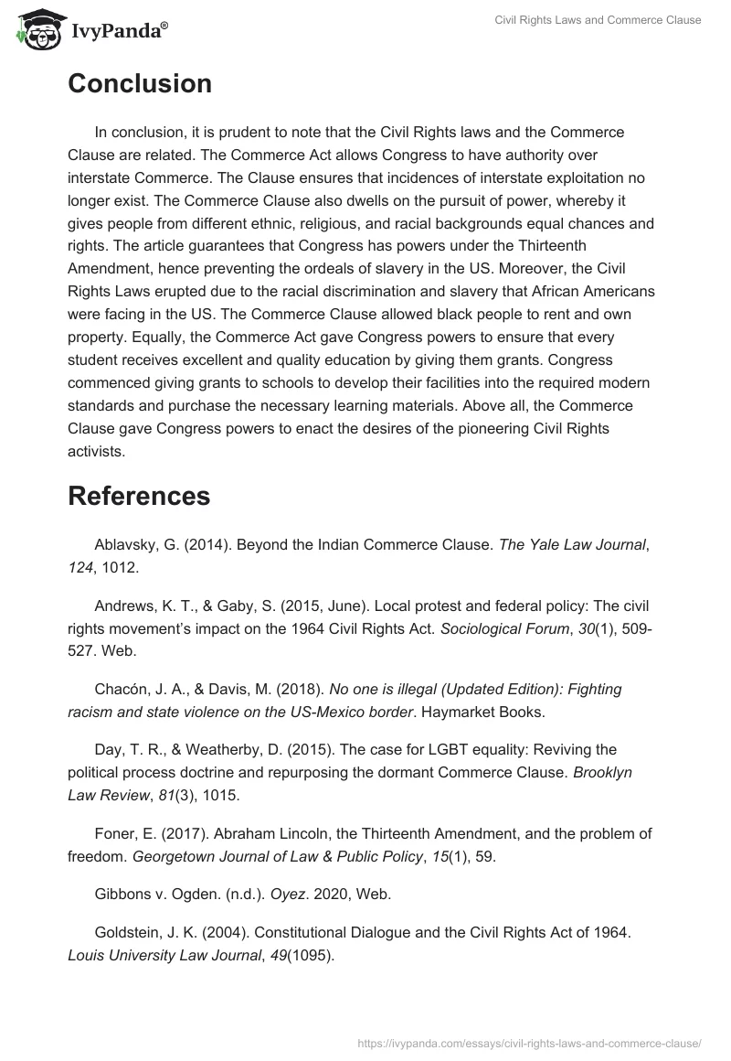 Civil Rights Laws and Commerce Clause. Page 4
