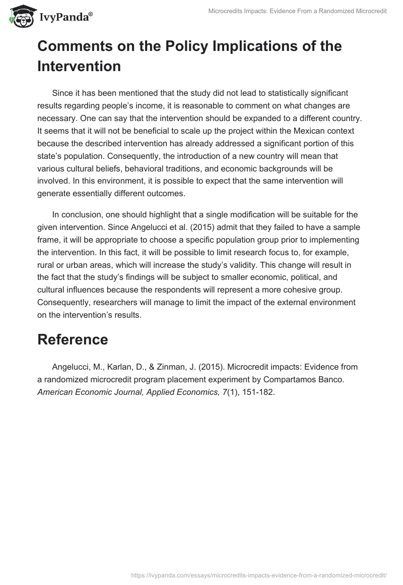 Microcredits Impacts: Evidence From a Randomized Microcredit. Page 3