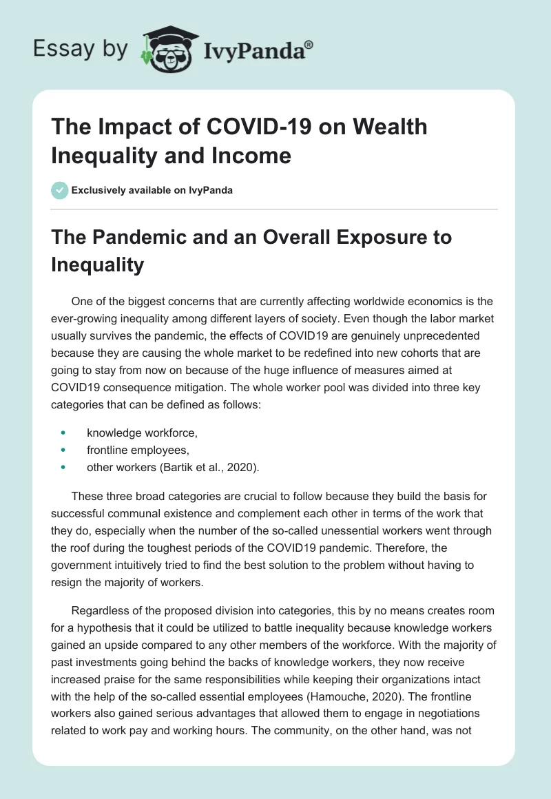 The Impact of COVID-19 on Wealth Inequality and Income. Page 1