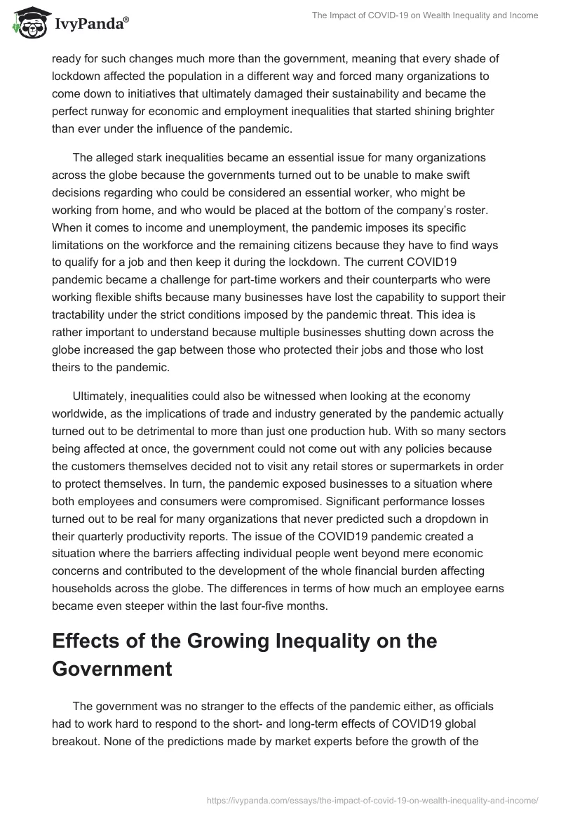 The Impact of COVID-19 on Wealth Inequality and Income. Page 2