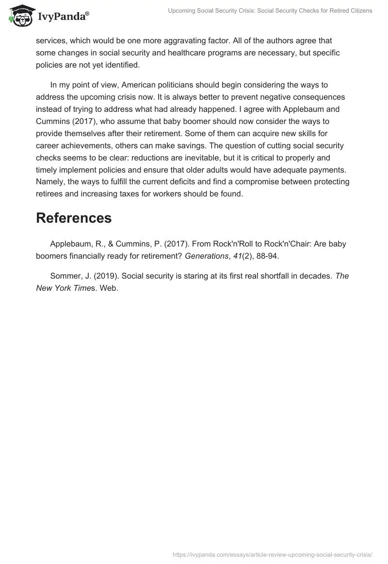 Upcoming Social Security Crisis: Social Security Checks for Retired Citizens. Page 2