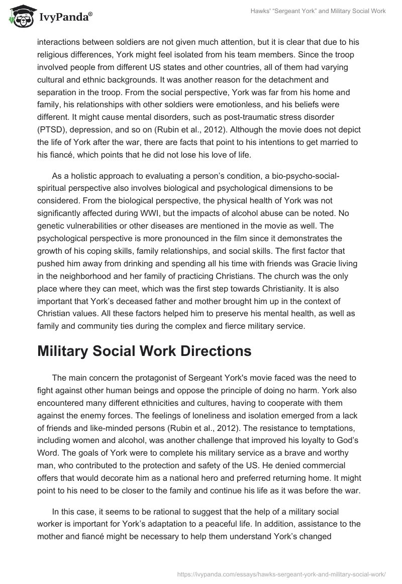Hawks' “Sergeant York” and Military Social Work. Page 2