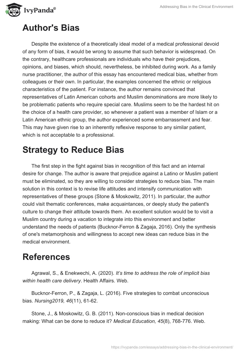 Addressing Bias in the Clinical Environment. Page 2