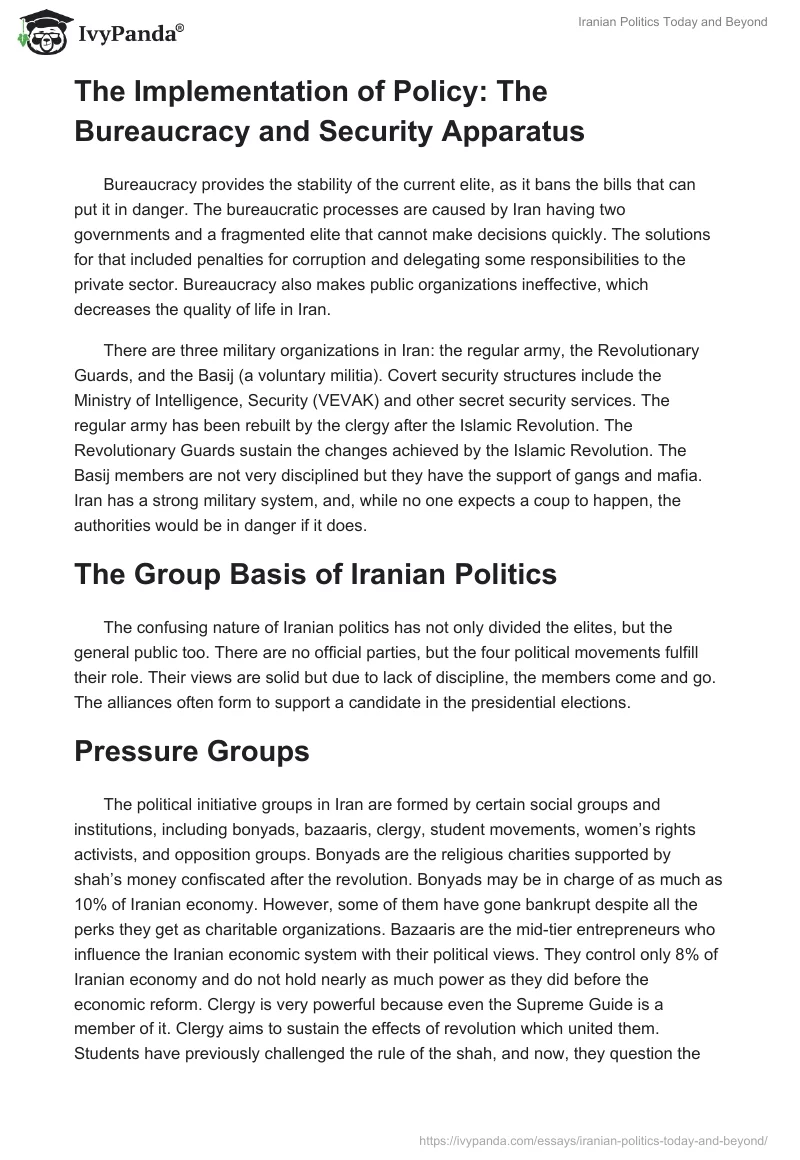 Iranian Politics Today and Beyond. Page 2
