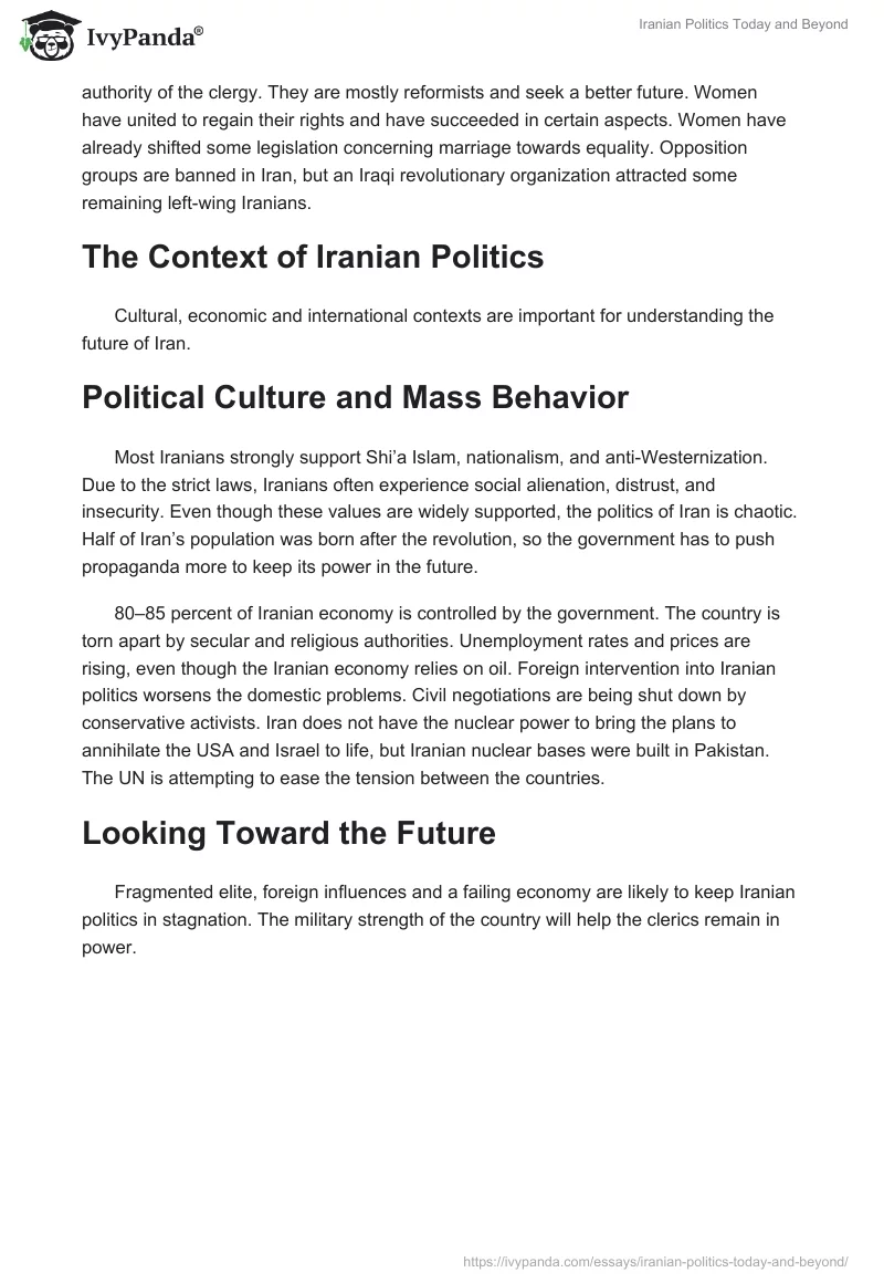Iranian Politics Today and Beyond. Page 3