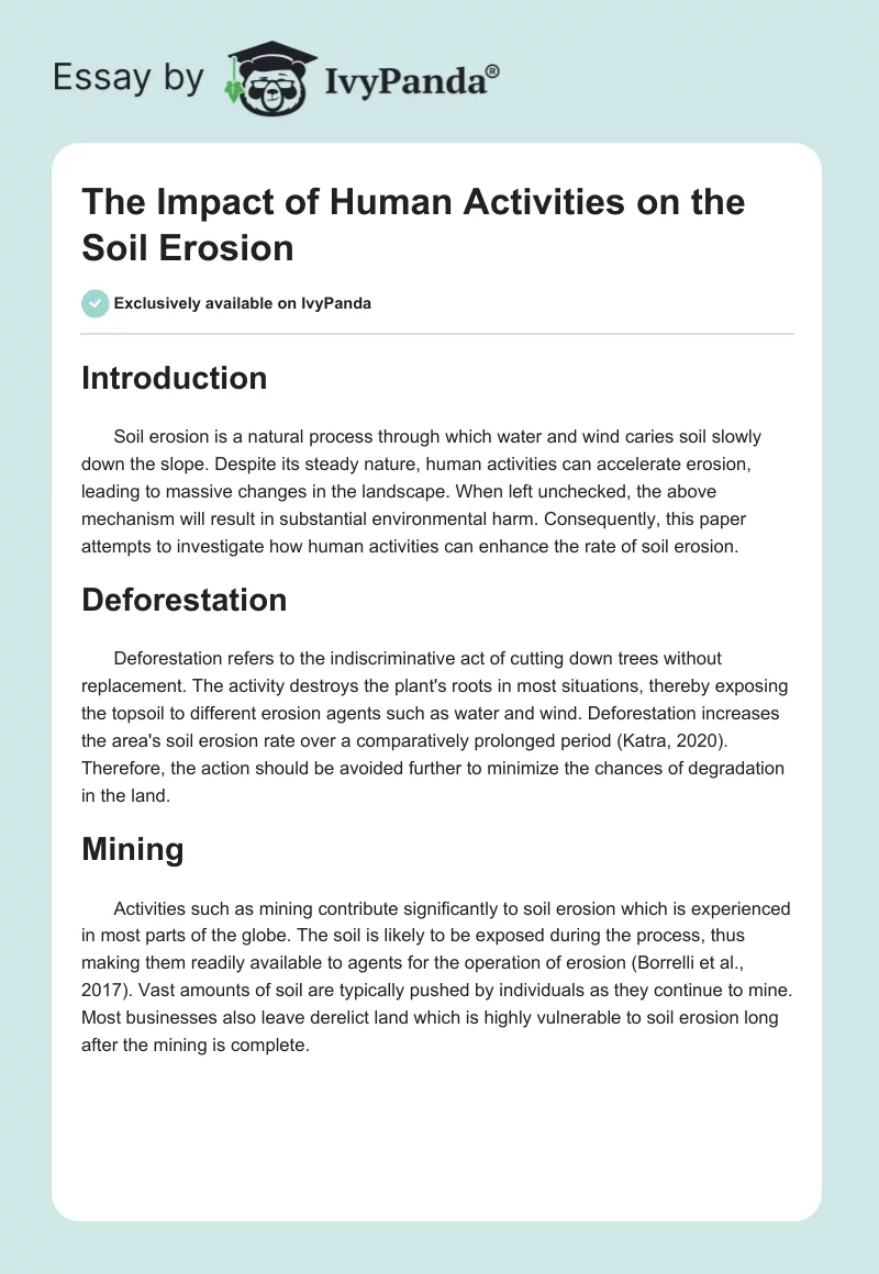 The Impact of Human Activities on the Soil Erosion. Page 1