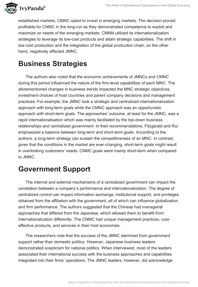 The Role of Nultinational Corporations in the Global Economy. Page 2