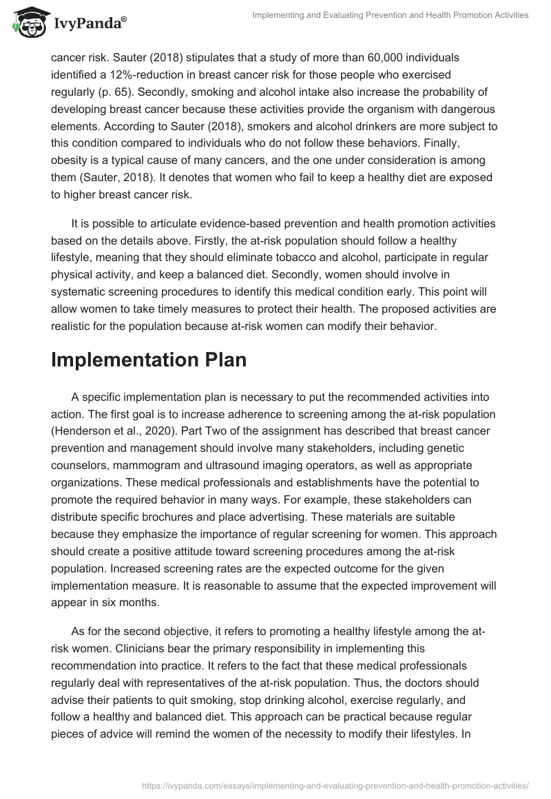 Implementing and Evaluating Prevention and Health Promotion Activities. Page 3