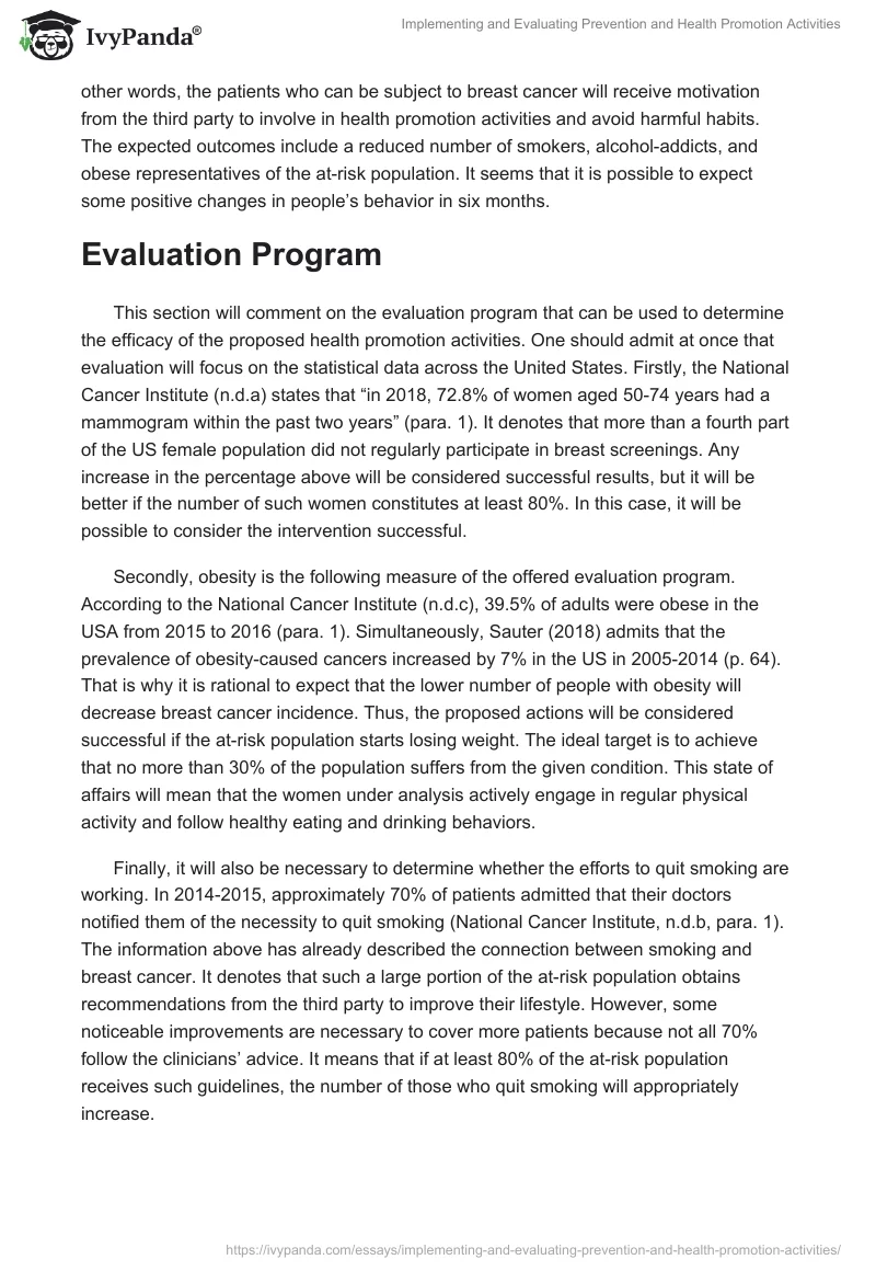 Implementing and Evaluating Prevention and Health Promotion Activities. Page 4