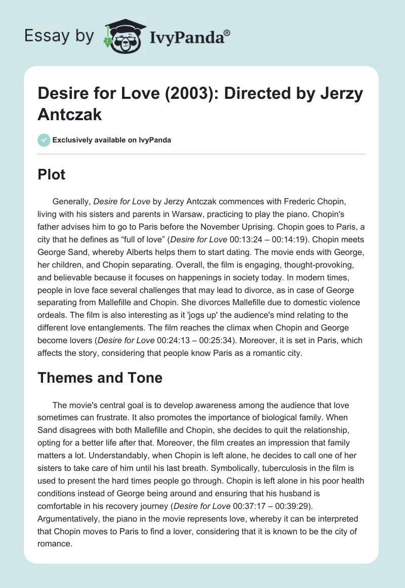 Desire for Love (2003): Directed by Jerzy Antczak. Page 1