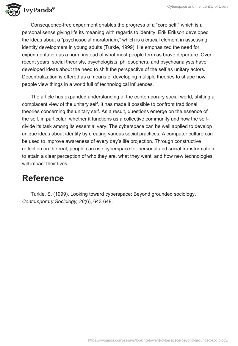 Cyberspace and the Identity of Users. Page 2