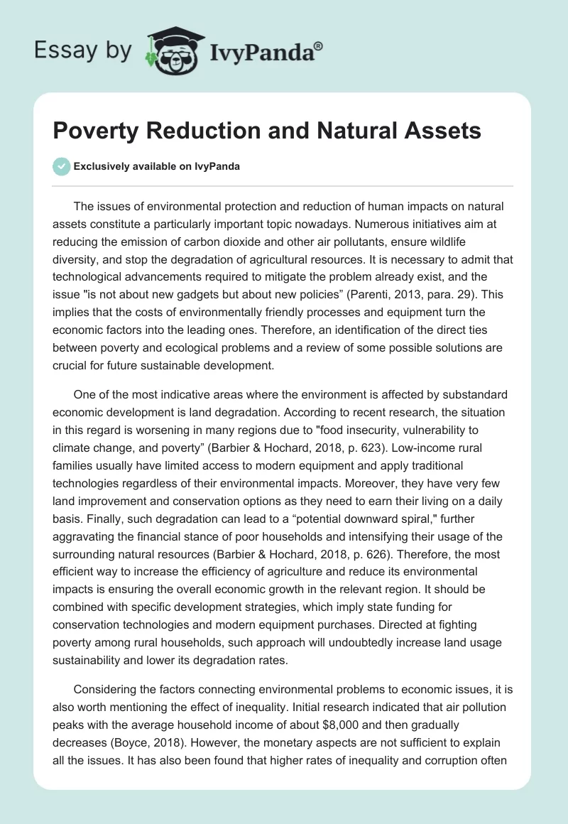 Poverty Reduction and Natural Assets. Page 1