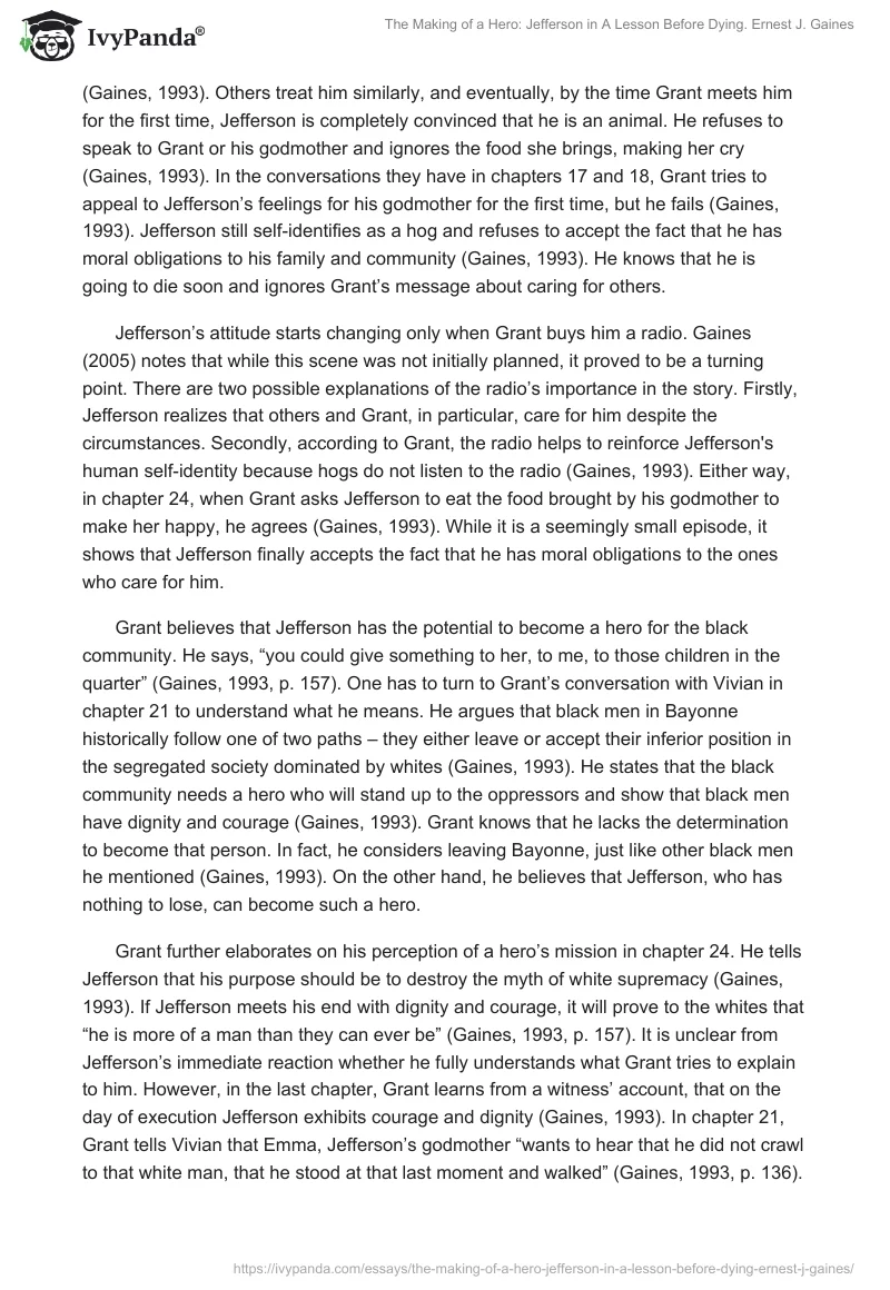 The Making of a Hero: Jefferson in A Lesson Before Dying. Ernest J. Gaines. Page 2