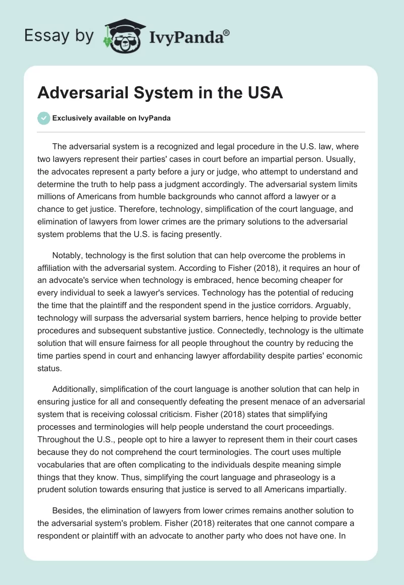 Adversarial System in the USA. Page 1