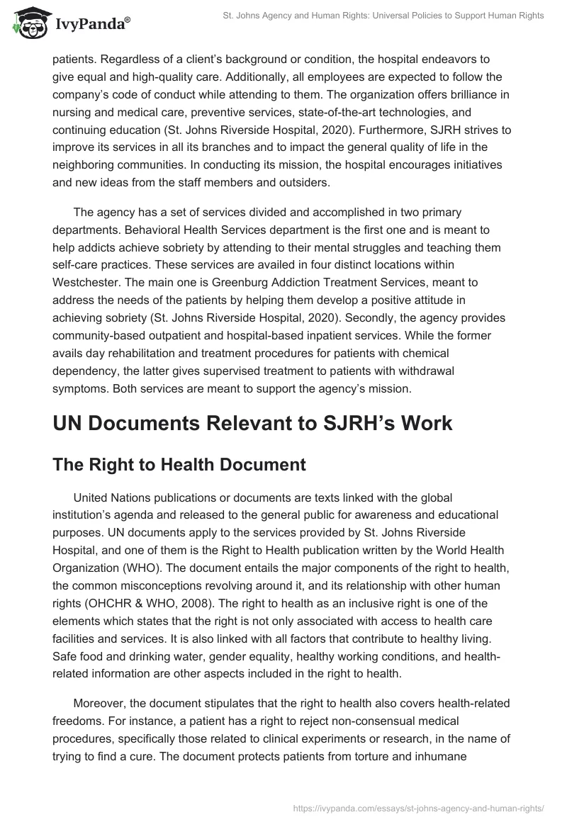 St. Johns Agency and Human Rights: Universal Policies to Support Human Rights. Page 2