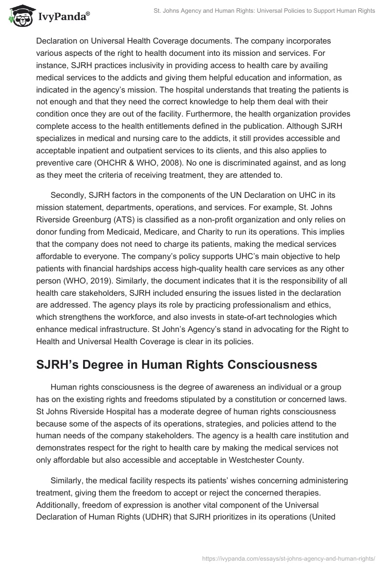 St. Johns Agency and Human Rights: Universal Policies to Support Human Rights. Page 4
