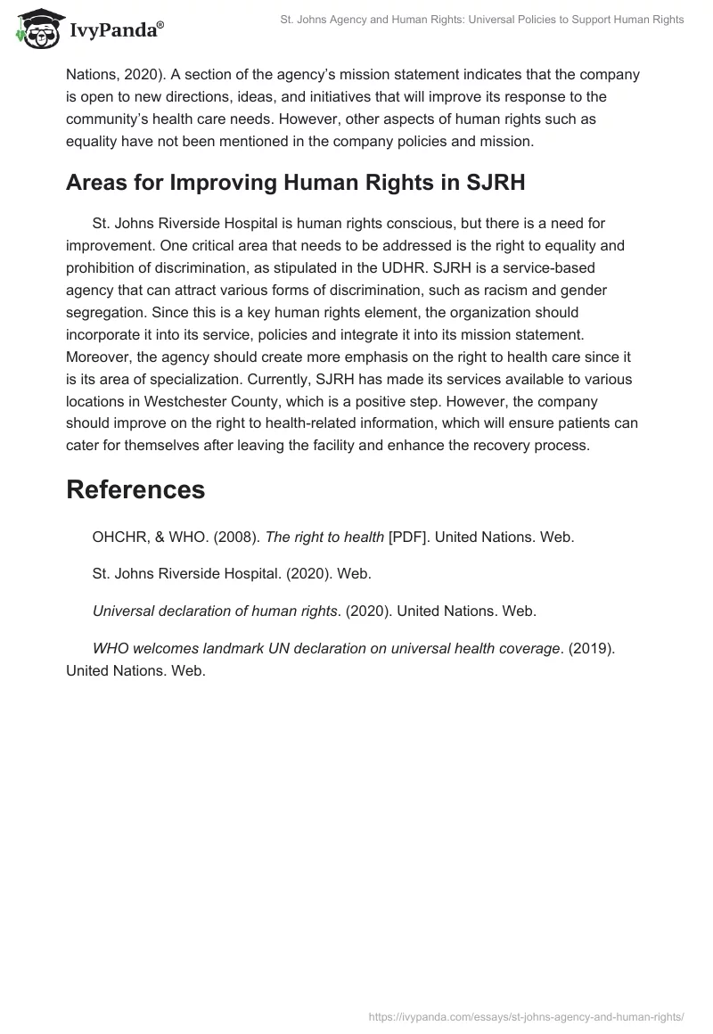 St. Johns Agency and Human Rights: Universal Policies to Support Human Rights. Page 5