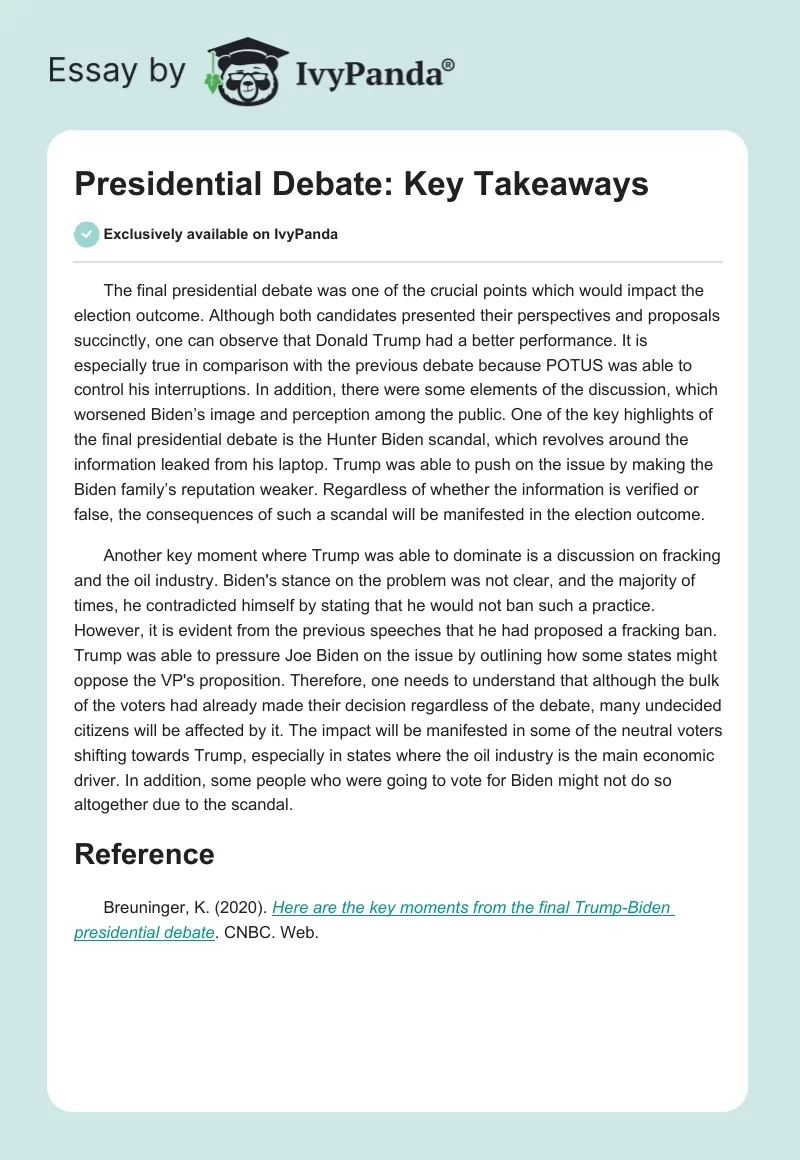 Presidential Debate: Key Takeaways. Page 1