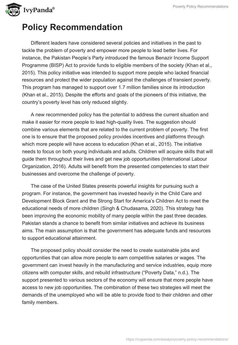 Poverty Policy Recommendations. Page 2