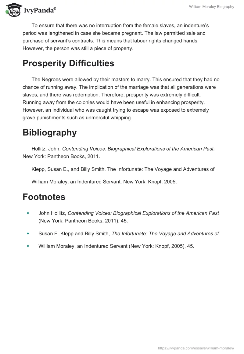 William Moraley Biography. Page 3